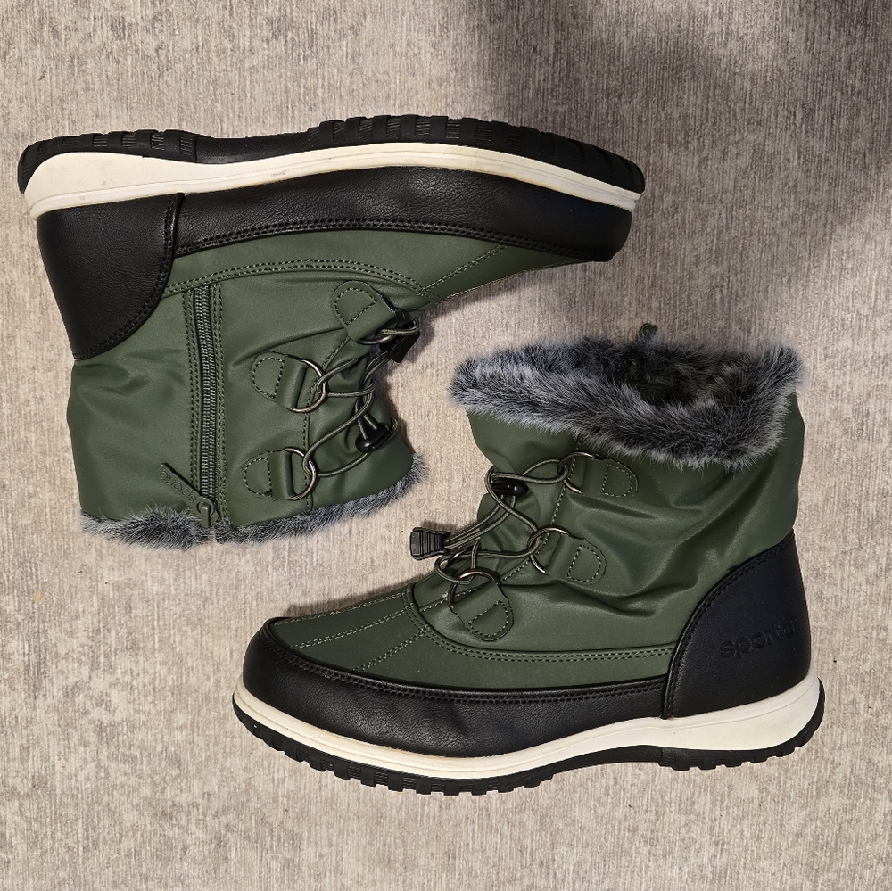 ❄️ Sporto Annie Waterproof Faux Fur Snow Boots - Olive Hunter Forest Green